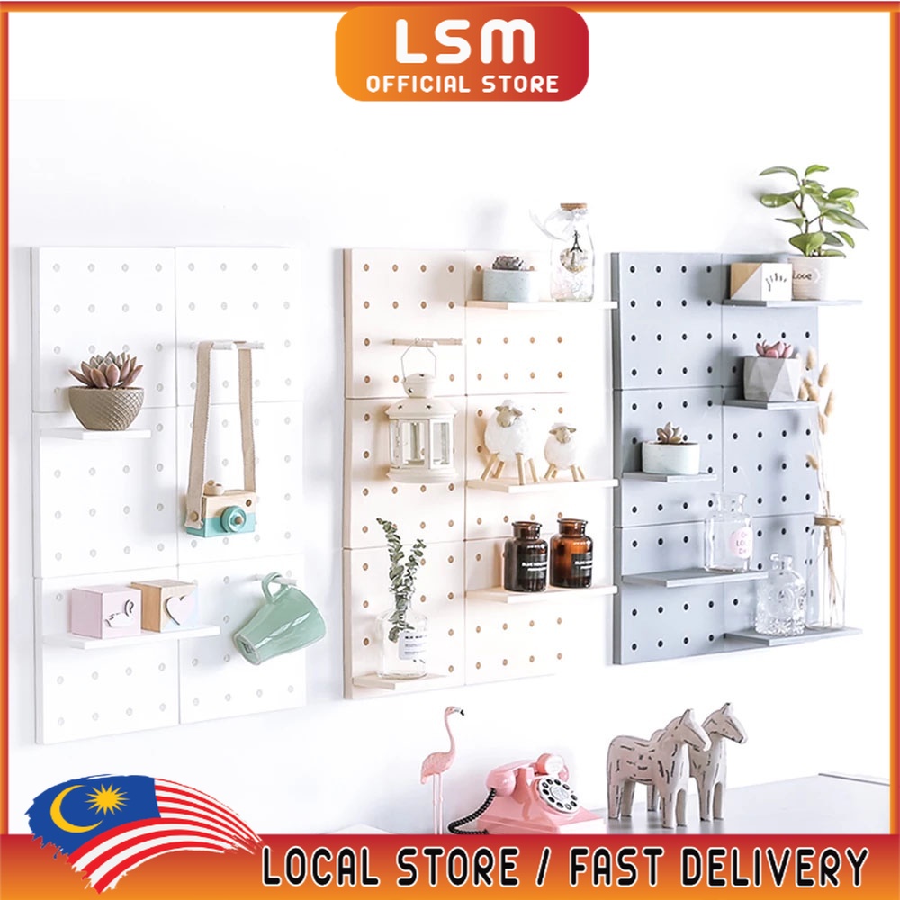 LSM Selfadhesive Peg Board Organizer Wall Hole Pegboard with Pegboard
