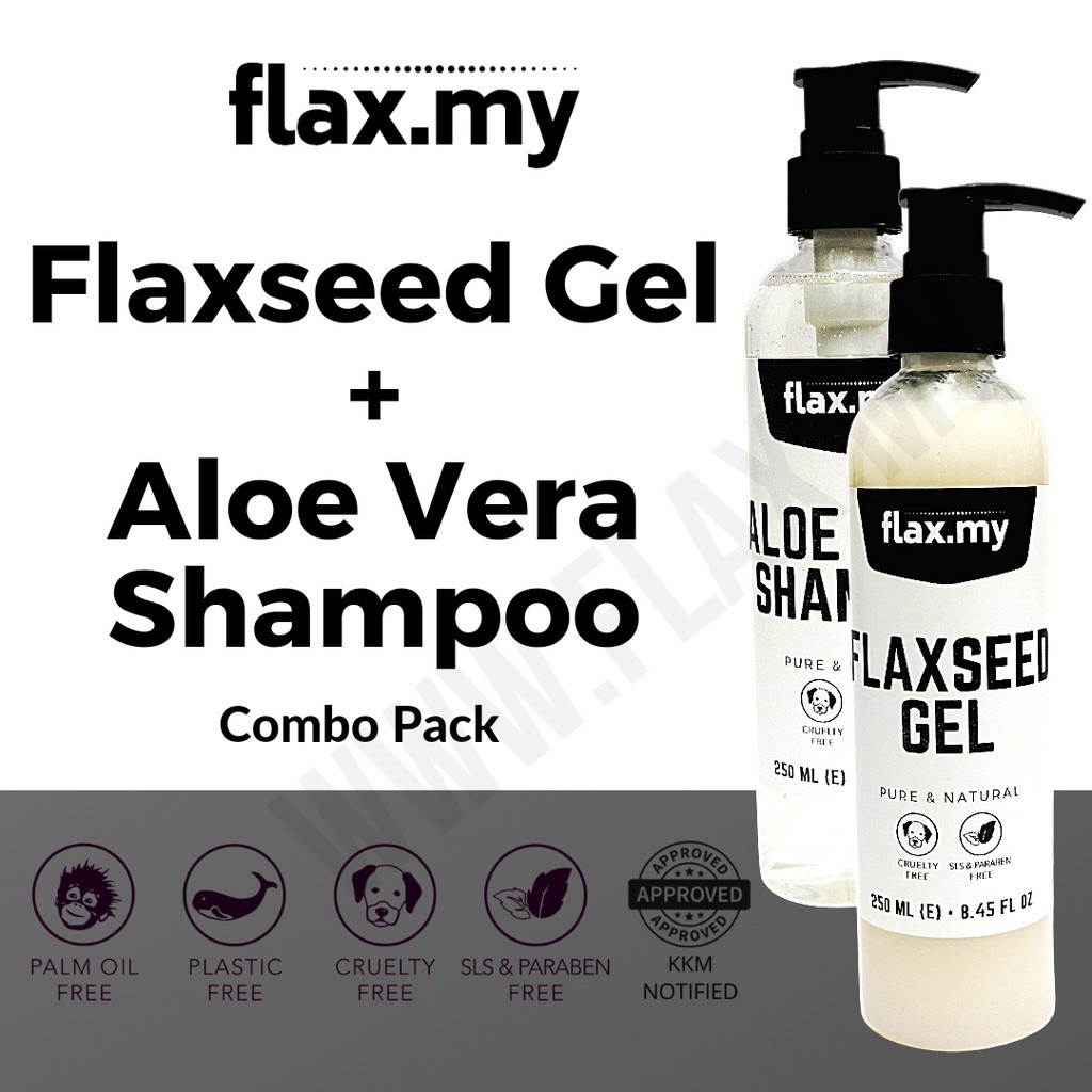 Flaxmy COMBO PACK Flaxseed Gel & Aloe Vera Shampoo for hair growth prevent hair  loss thickens hair | Shopee Malaysia