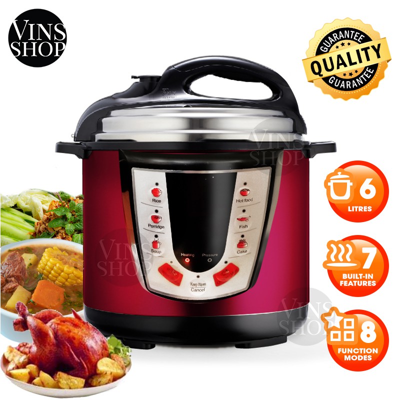 VINS Healthy Electric Pressure Cooker 6L Multifunction Soup Rice Meat Vegetable Cook and Keep Warm Periuk Tekanan