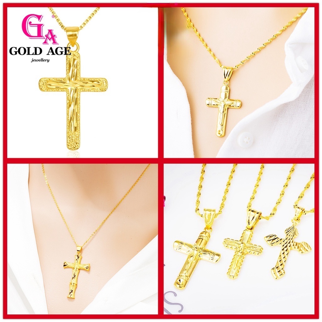 GA Jewelry Fashion 18K Saudi Gold Plated Korean Gold Cross Pendant Necklace for Unisex Accessories Hypoallergenic