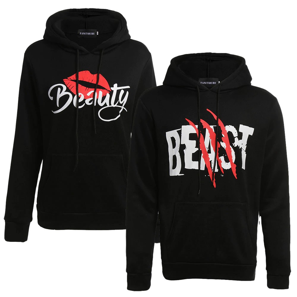 beauty and beast couple hoodies