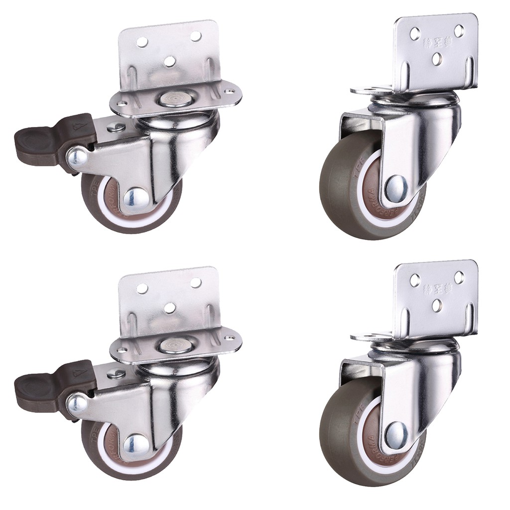 4 Pack 1.5/" Locking Swivel Caster Wheels U Bracket Brake Castors Heavy Duty Mute