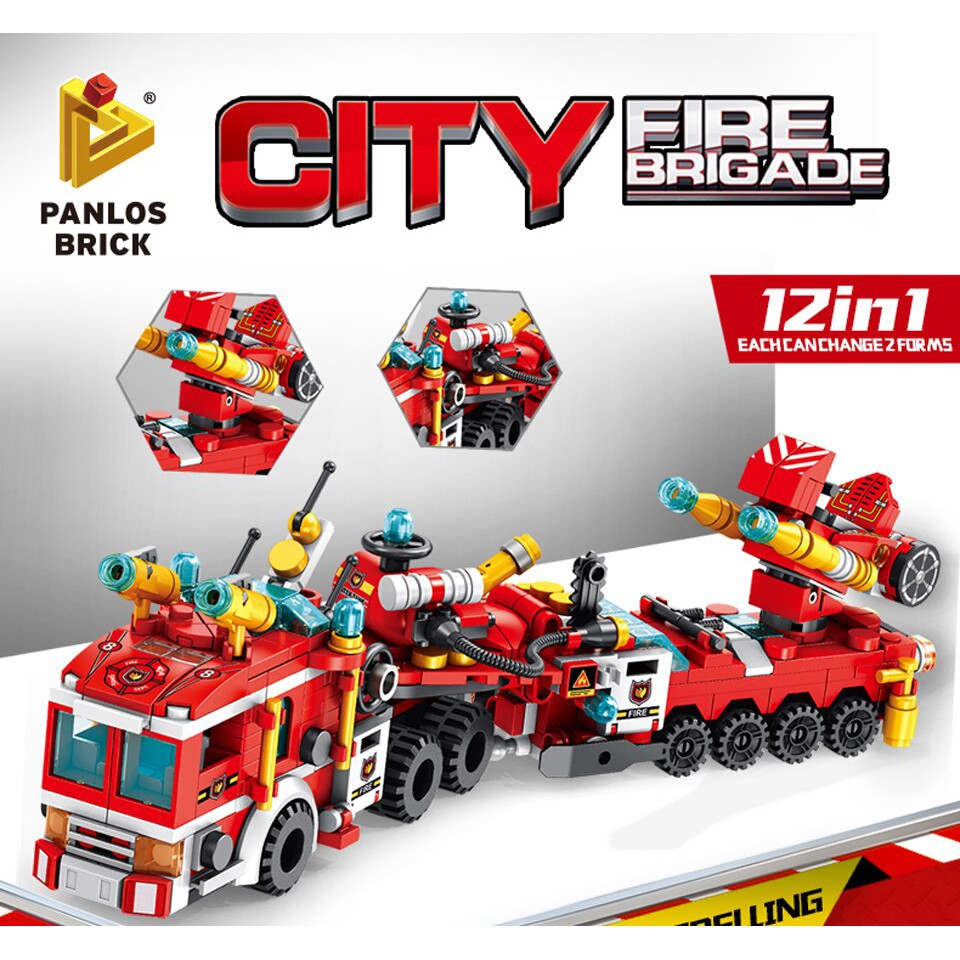 Panlos Brick 12 In 1 Deformation Building Blocks City Fire Brigade ...