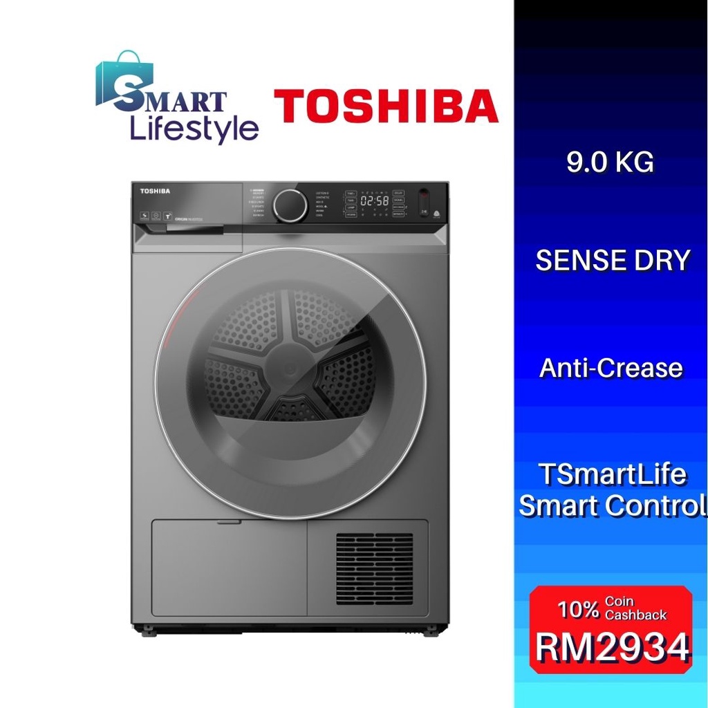 [FREE SHIPPING] Toshiba 9.0KG HEAT PUMP TUMBLE DRYER TDBK100GHM(SK