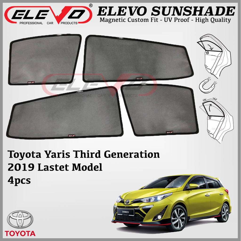Toyota Yaris 2019 Lastet Model Elevo Magnetic Custom Fit Sunshade Magnet Shade 4pcs