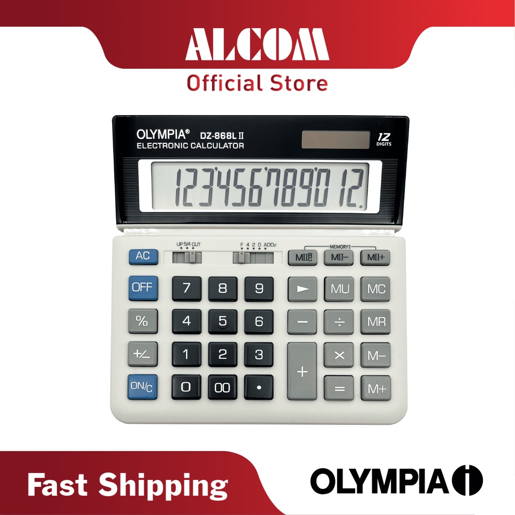 [GERMAN BRAND] OLYMPIA DZ-868L II Electronic Desktop Calculator with 12 Digits, Big Display, 4 Memory Keys & Twin Powerv