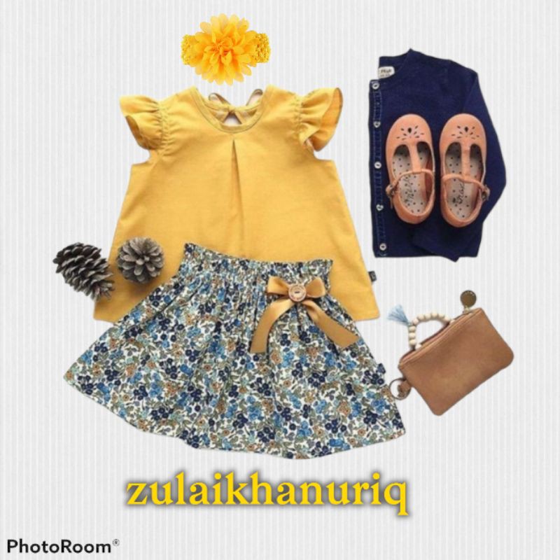 shopee: Baju/Dress Baby Girl Mustard Colour FREE HEADBAND (0:0:Saiz:90 (1y-2y);:::)