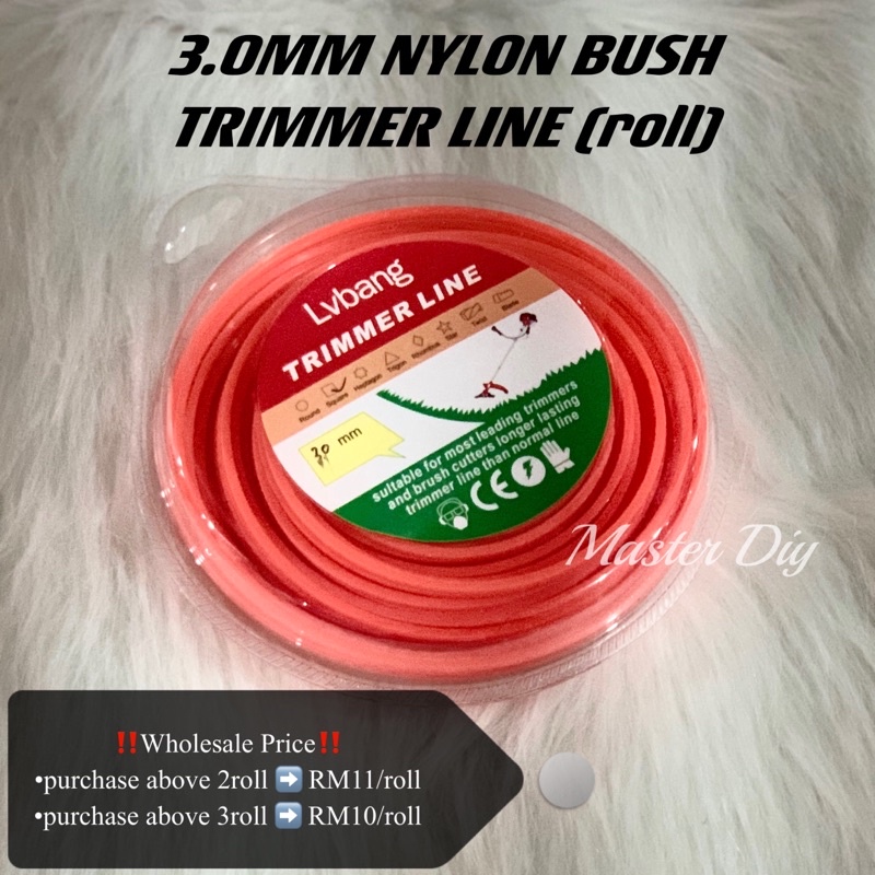 ‼️READY STOCK‼️3.0MM NYLON BUSH TRIMMER LINE (ROLL) / TALI MESIN POTONG RUMPUT / GRASS TRIMMER LINE / TALI POTONG RUMPUT