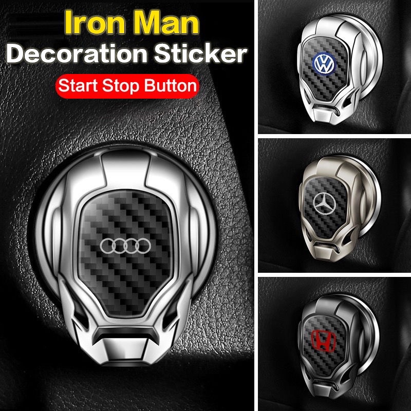 Car Engine Start Stop Button Cover Press The Super Hero Start Button Cover to Prevent Scratches Black Car Engine Decoration Cover Transformer 