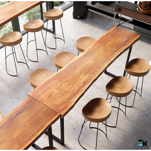 Solid Wood Bar Table for Home Office Shop Natural Wood Slab (1 month