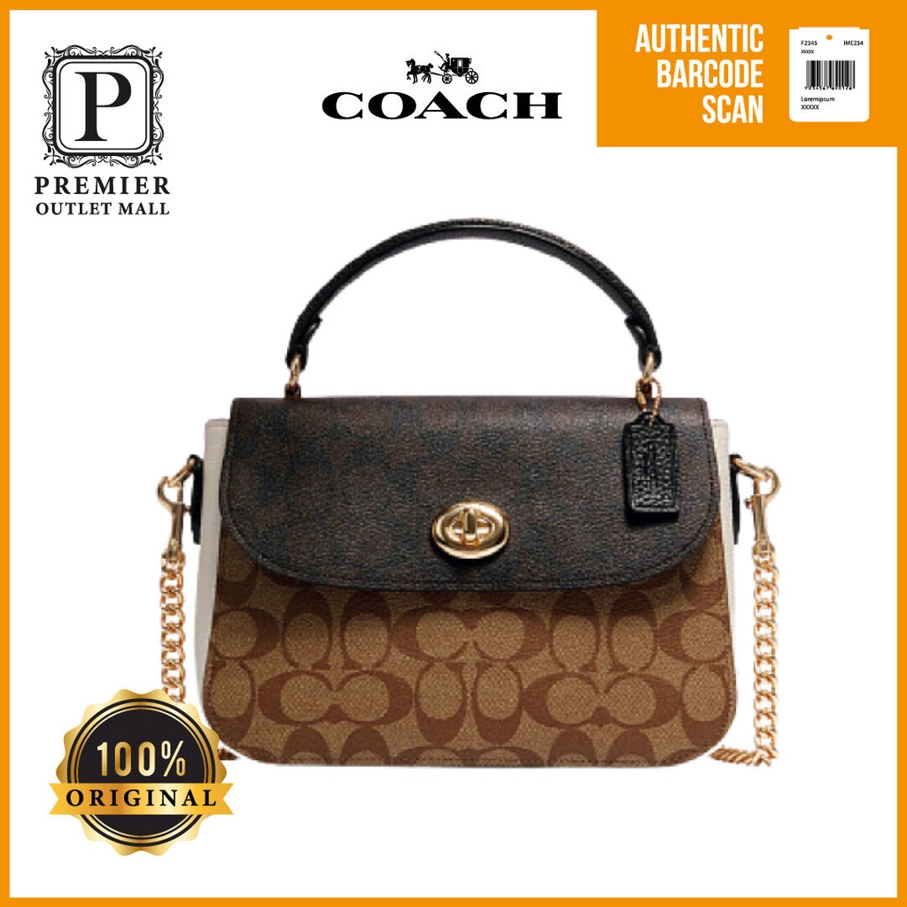 NWT Authentic Coach C1563 Marlie Top Handle Satchel in blocked