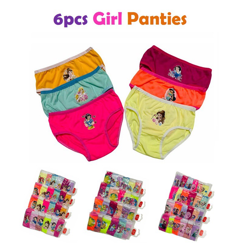 6 Pcs Girl Panties Girl Cartoon Underwear Panties Seluar Dalam Budak