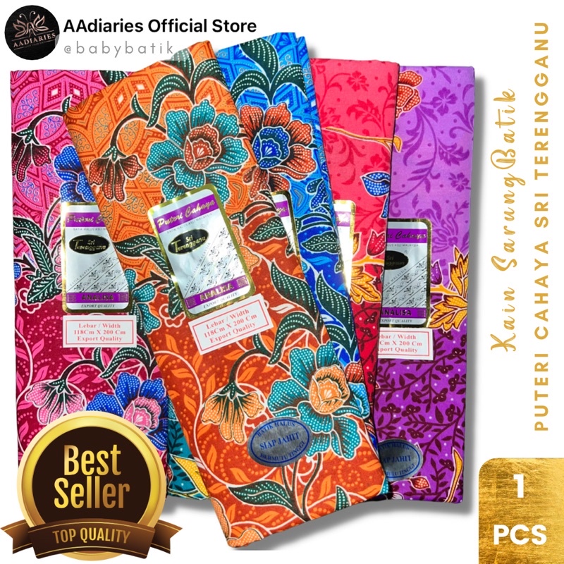 Kain Batik Puteri Cahaya Sri Terengganu Material Mix Cotton 60% Serap Air Kain Licin Siap Jahit