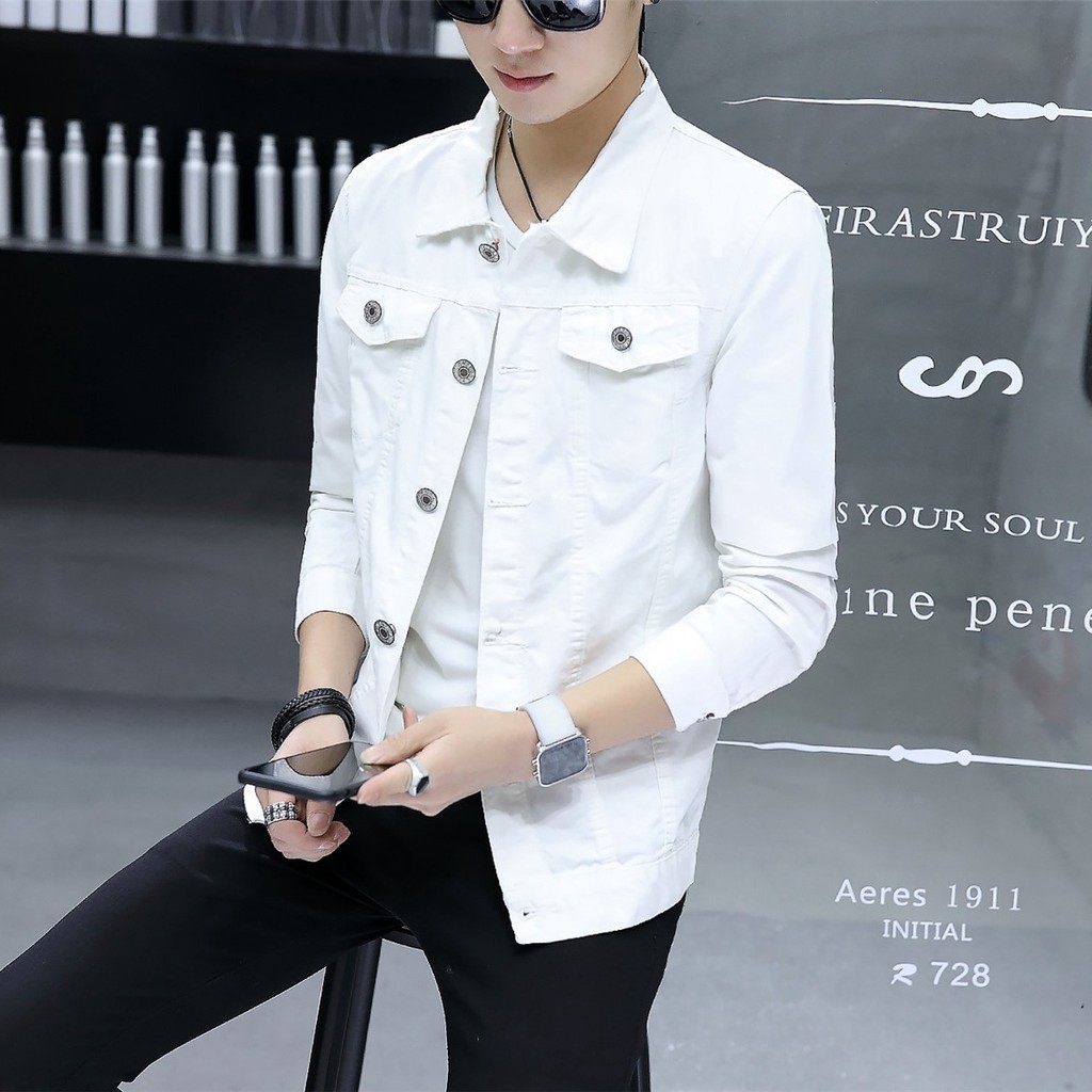 mens white jeans jacket