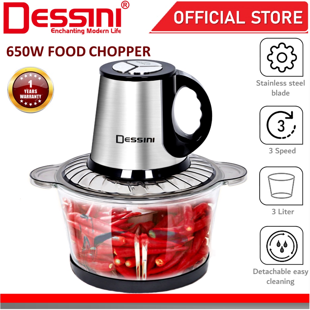 DESSINI ITALY Capsule Cutter Spin Chopper Blender Grinder Mixer Mincer Masher Shredder Juicer Pengisar Pengadun (3L)