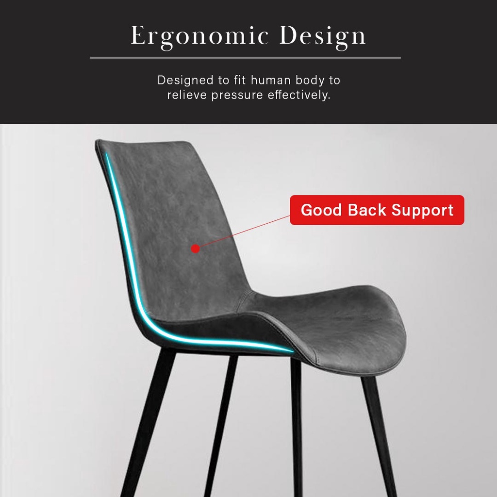 FINSSO: Beturn Leather Simple & Modern Dining Chair/ Kerusi Makan