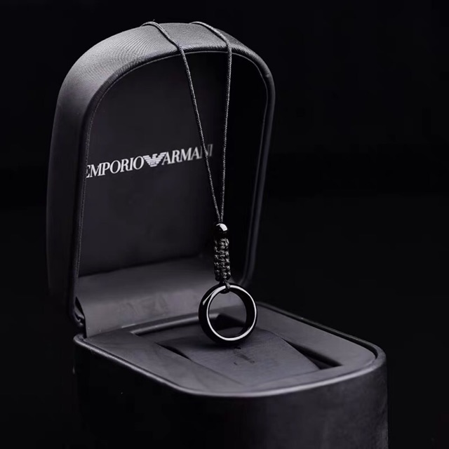 黑曜石指环吊坠男女项链个性简约男女款Obsidian ring pendant men and women necklace personality simple men and women models
