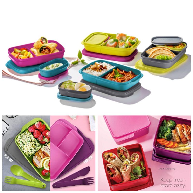 READY STOCK Tupperware Foodie Buddy Foodie Buddies Jollytup Jolly Tup Divided LunchBox Jollitup
