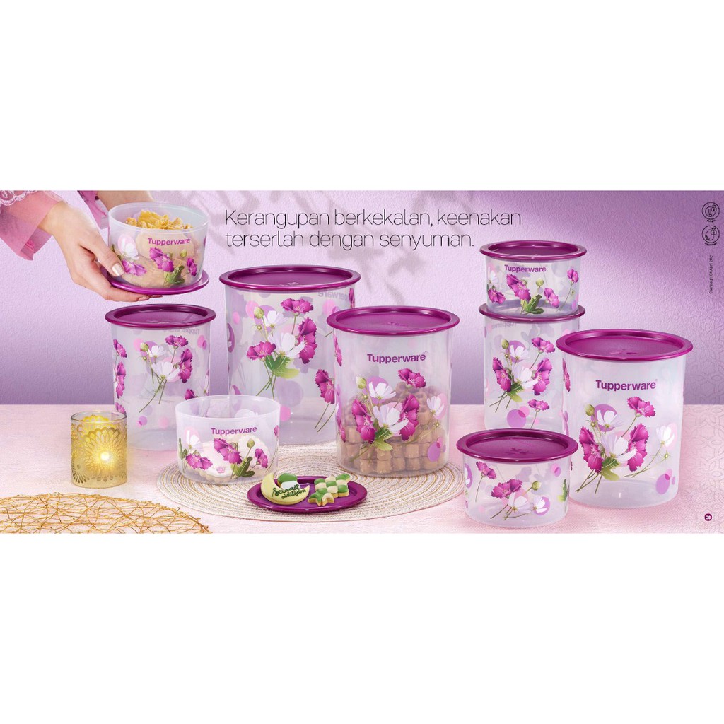 *Tupperware Royale Bloom One Touch Canister Medium 1.25L/2L/ 3L/ Topper (600ml)