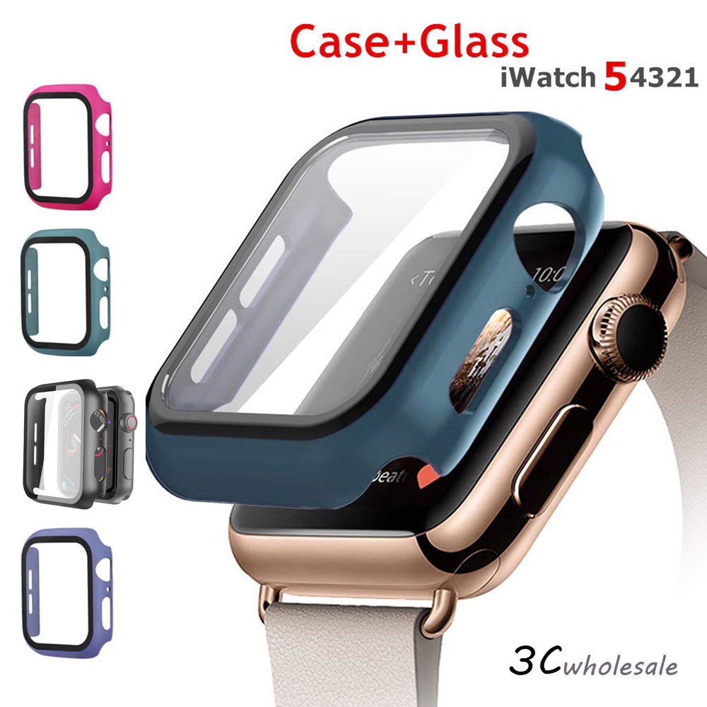 Case+Tempered Glass Apple Watch 40mm 44mm Series 5 Screen Protector