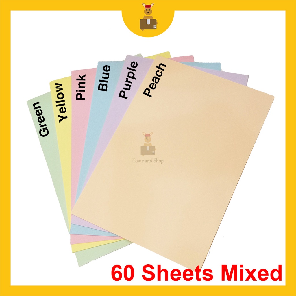 A4 Mixed Light Colour Color Paper Kertas Warna A4 (60 sheets | 80gsm ...