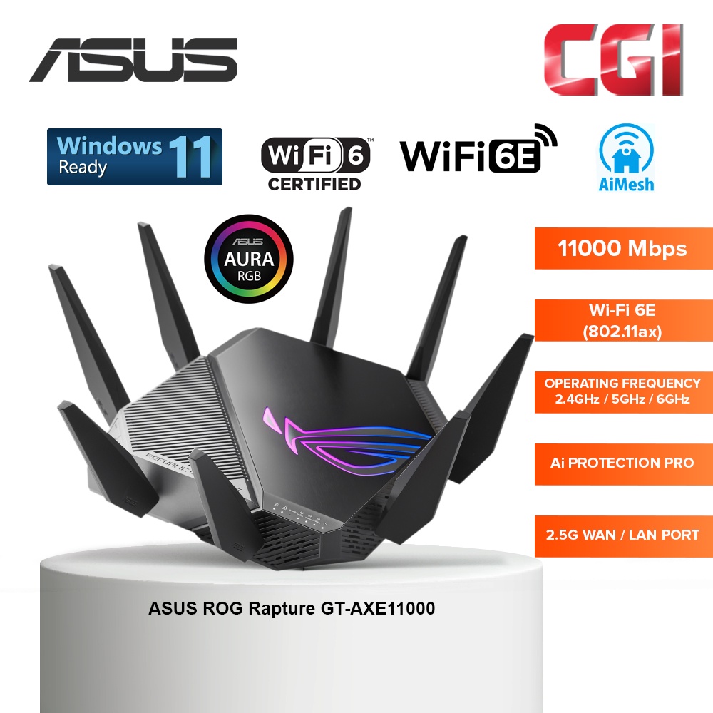 Asus ROG Rapture GTAXE11000 TriBand WiFi 6E 6GHz Band 2.5G WAN LAN