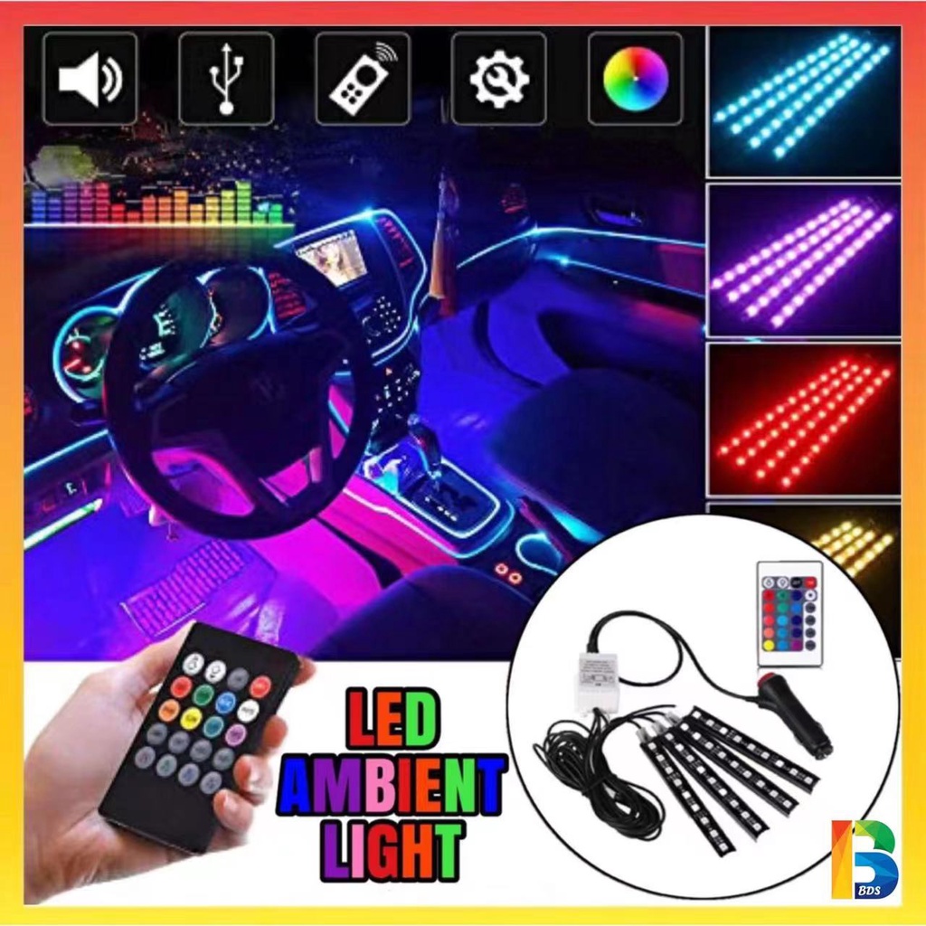 Ambient light decoration Control Remoto 7 colour RGB for car with wireless remote control KKmoon 4 in 1 LED Bar Lamp 