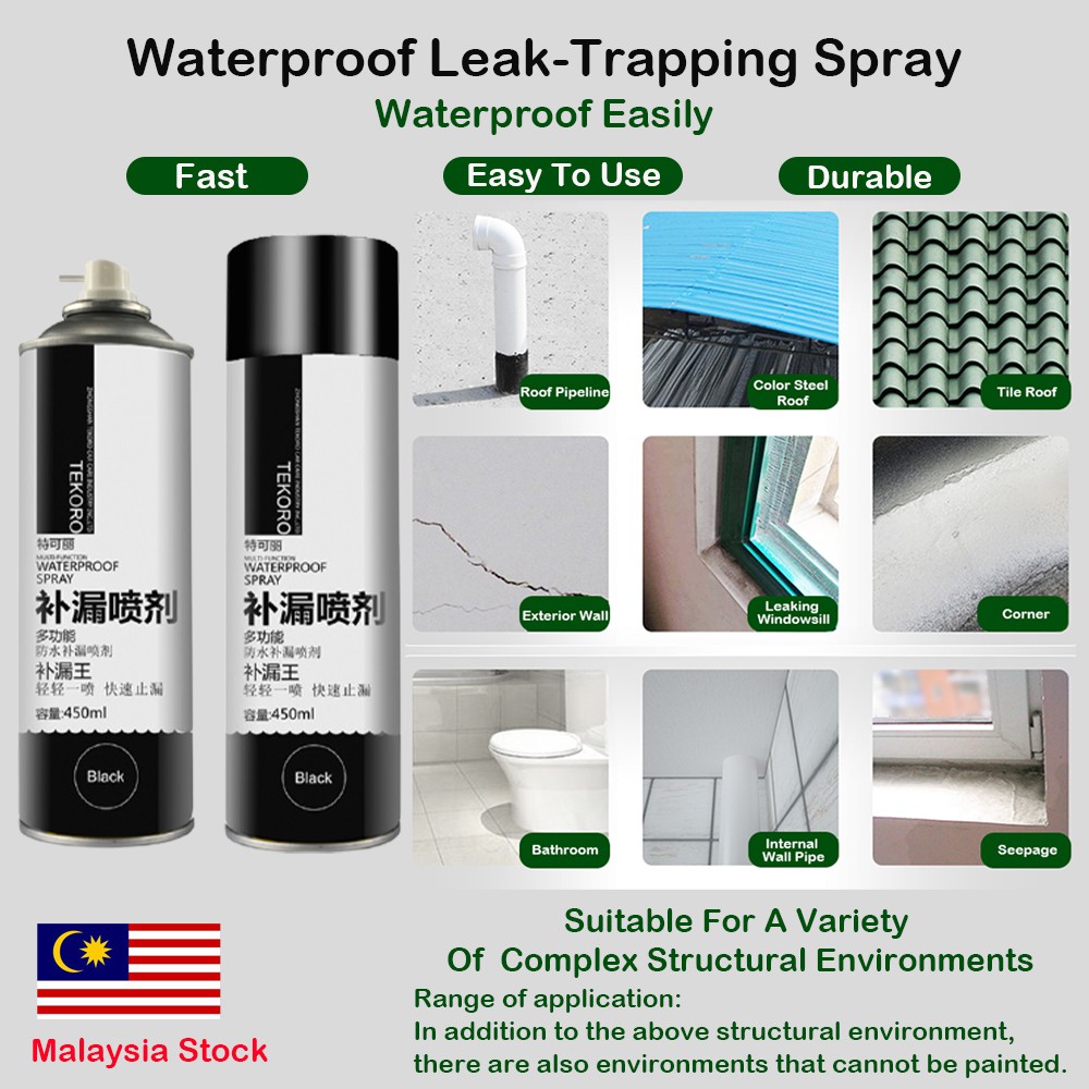 Waterproof Leak Seal Repair Spray Multi Function Leak Sealer Spray Down ...