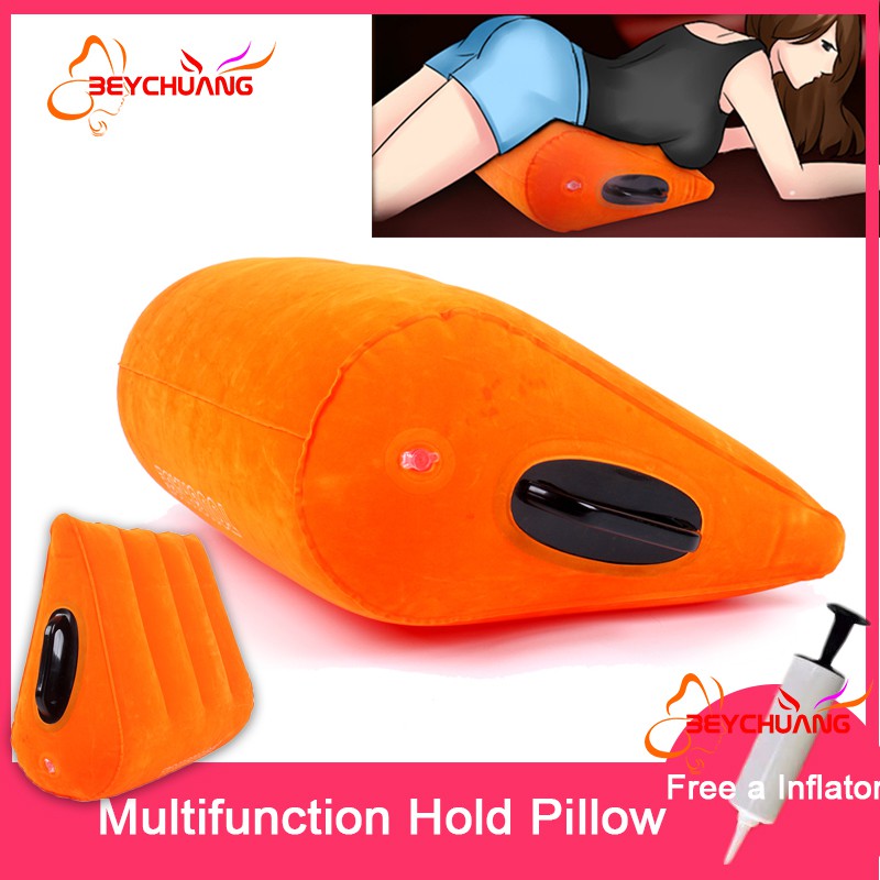 【Free a inflator】Orange Travel Cushion Inflatable Triangle Foot Adult Product Fitness Health Multifunctional pillow