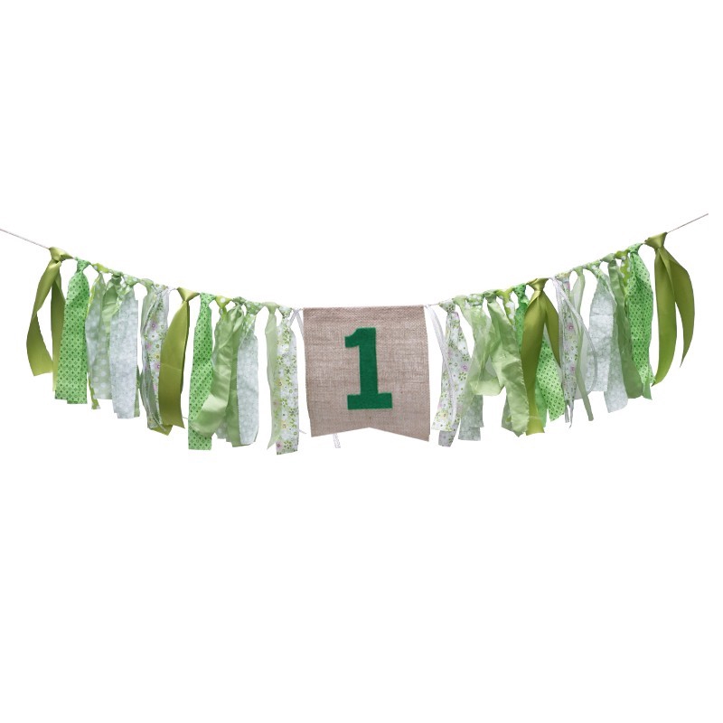 Forest Theme Green Banner Customized Birthday Party Baby Shower Flag Chair Nursery Garland Candy Bar Decoration