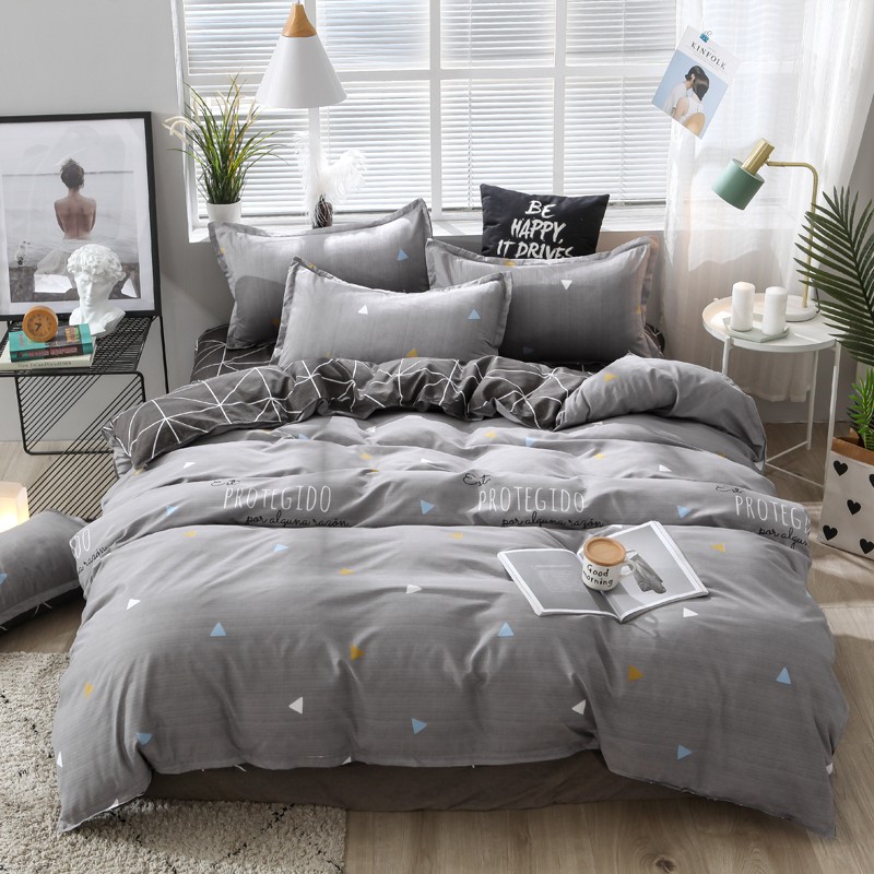 Dmlt Gray Bedding Set For Men Geometric Fashion Printed Bedding