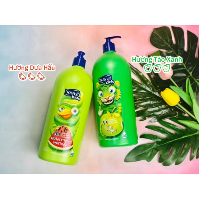 Suave Kid 3 in 1 Us Shower Gel 1.18L For Baby (2 Apple / Watermelon