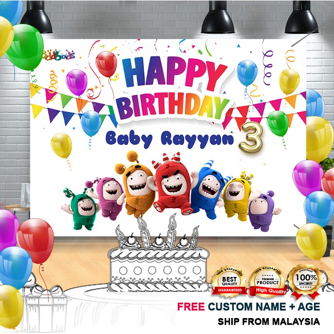 Buy Birthday Banner Birthday Backdrop Hari Jadi Oddbods Seetracker Malaysia