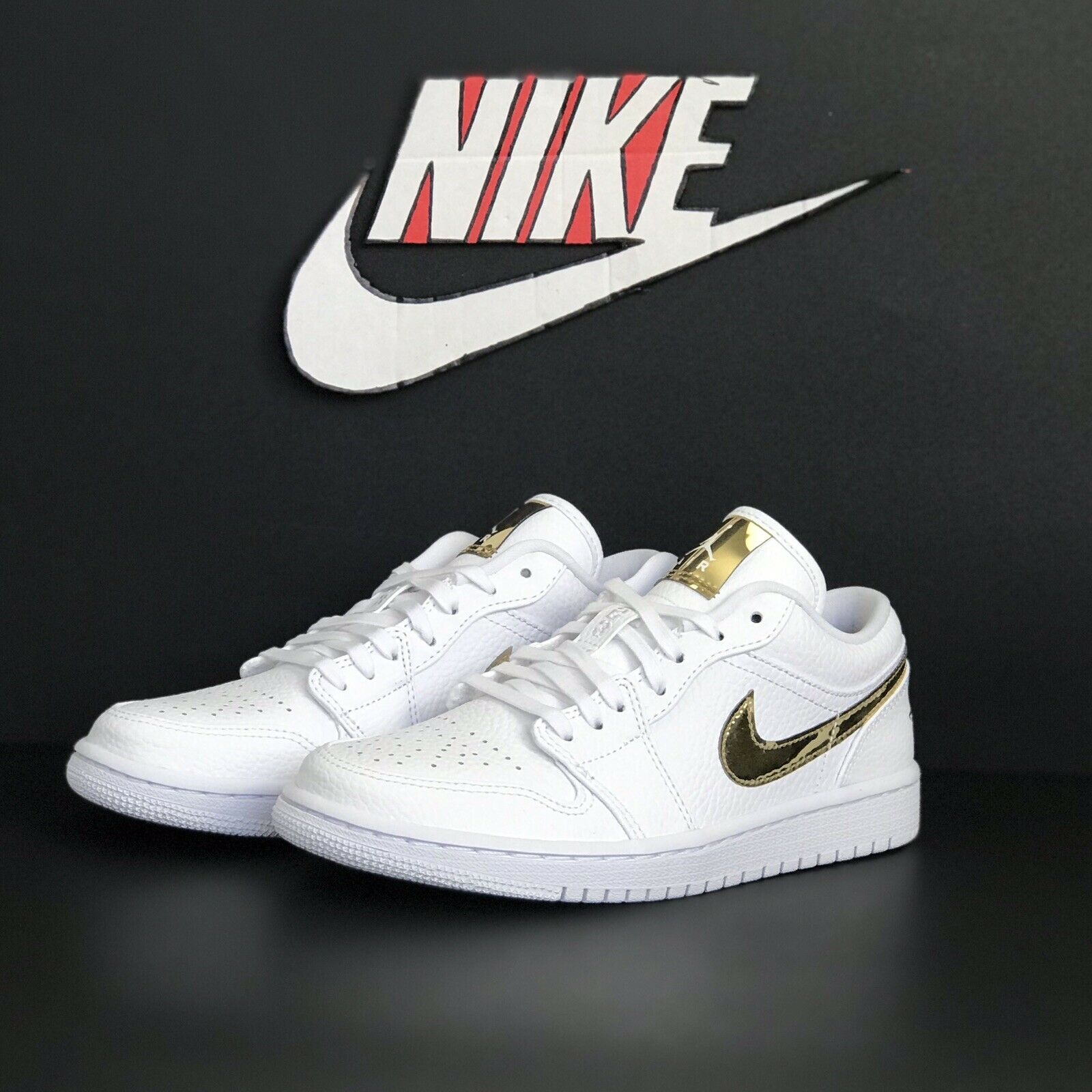 Nike Air Jordan 1 Low White Metallic Gold Man Size 39 45 Rare Cz4776 100 New Shopee Malaysia