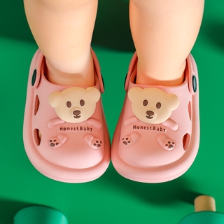Baby Slippers Summer Cute Bear Baby Shoes Boys Girls Soft Bottom Non-slip Baotou Hole Shoes Baby Sandals