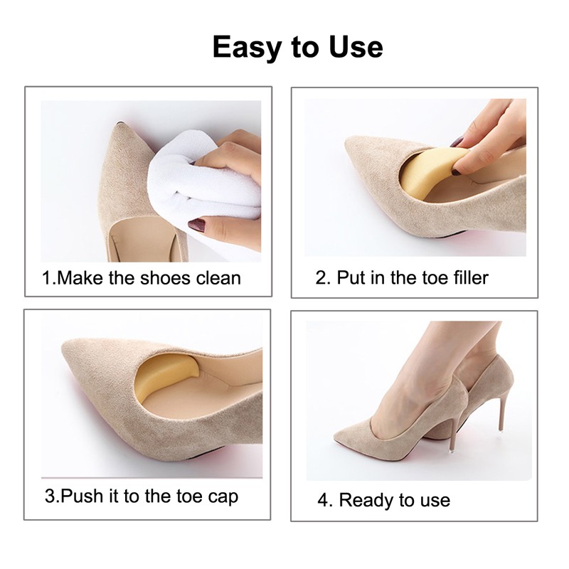 3 Pairs Adjustable Shoe Filler Toe Filler Shoe Inserts to Make Big Shoes Fit New 