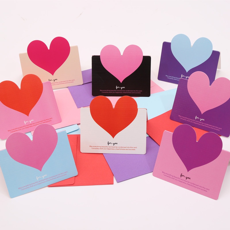 HEART CARDS Pastel Colors Romantic Love Thank you Wishes Korean Gift ...