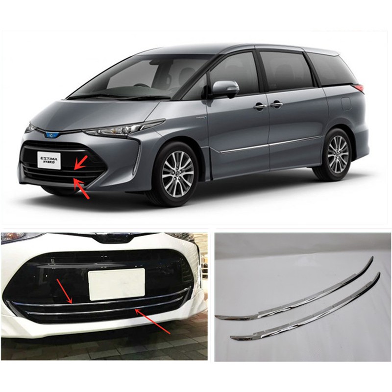 Toyota Estima 2016-2020 Front Bumper Grille Abs Chrome Trims Garnish 2 