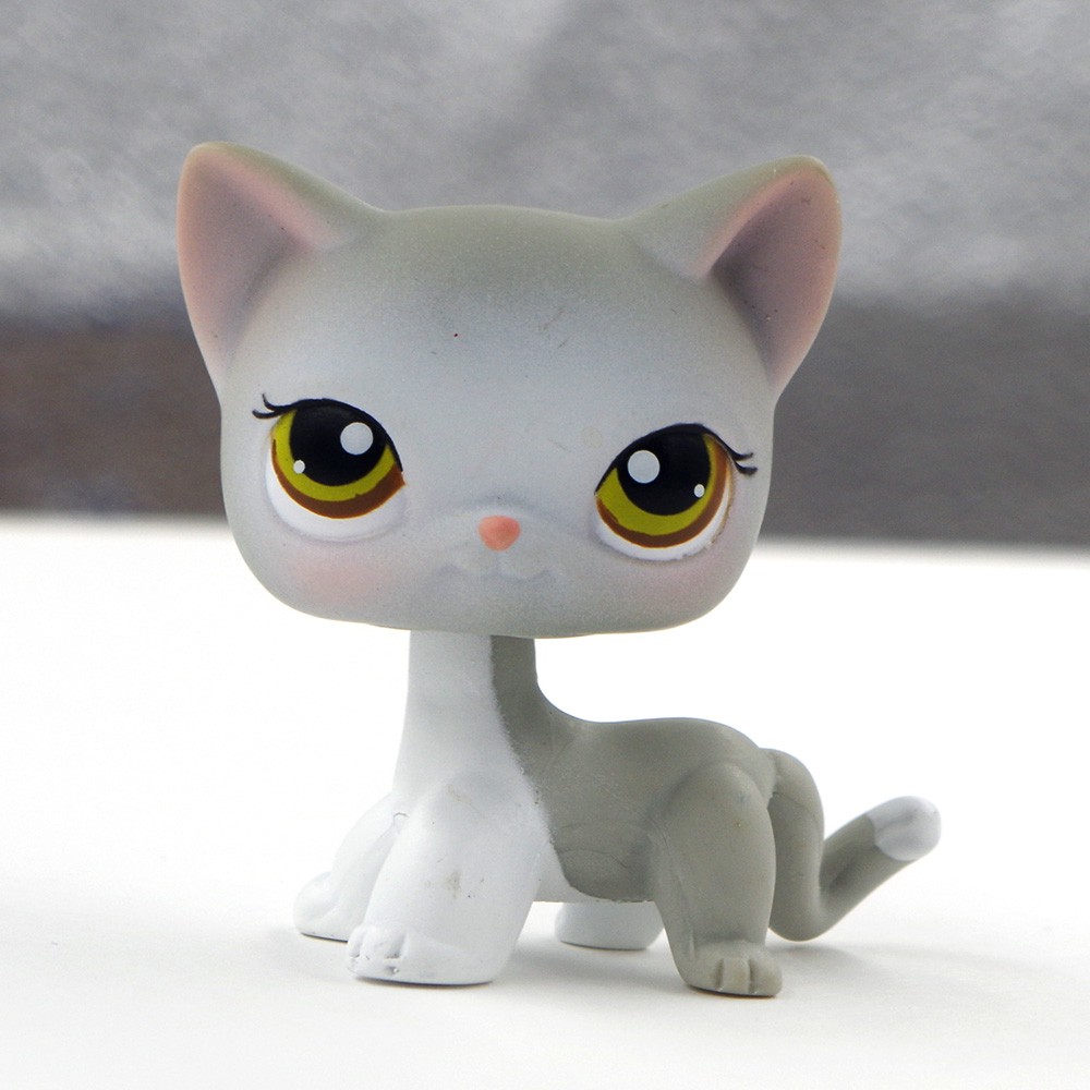 Littlest Pet Shop #994 Black Shorthair Siamese Cat Kitty LPS Green Eyes Rare Toy 