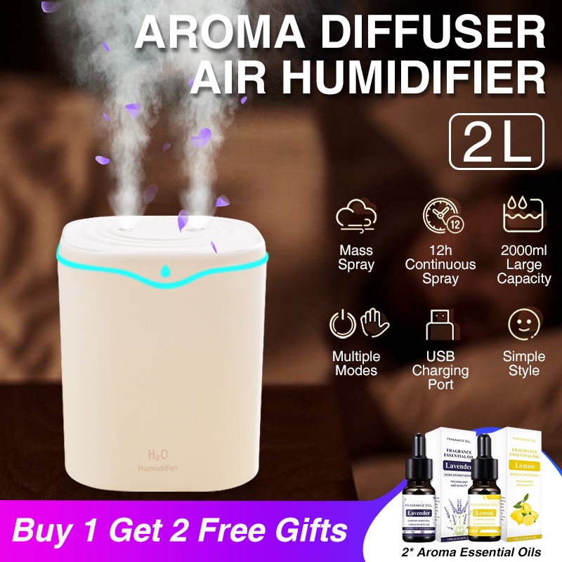 Large capacity humidifier bedroom double spray pregnant women baby air purifying humidifier (2000ML)