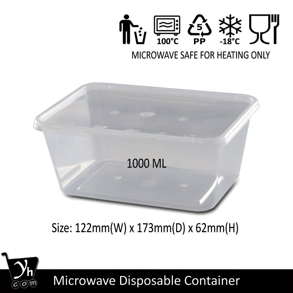 Microwave Disposable Rectangular Container 1000ml 5 Pcs Shopee Malaysia