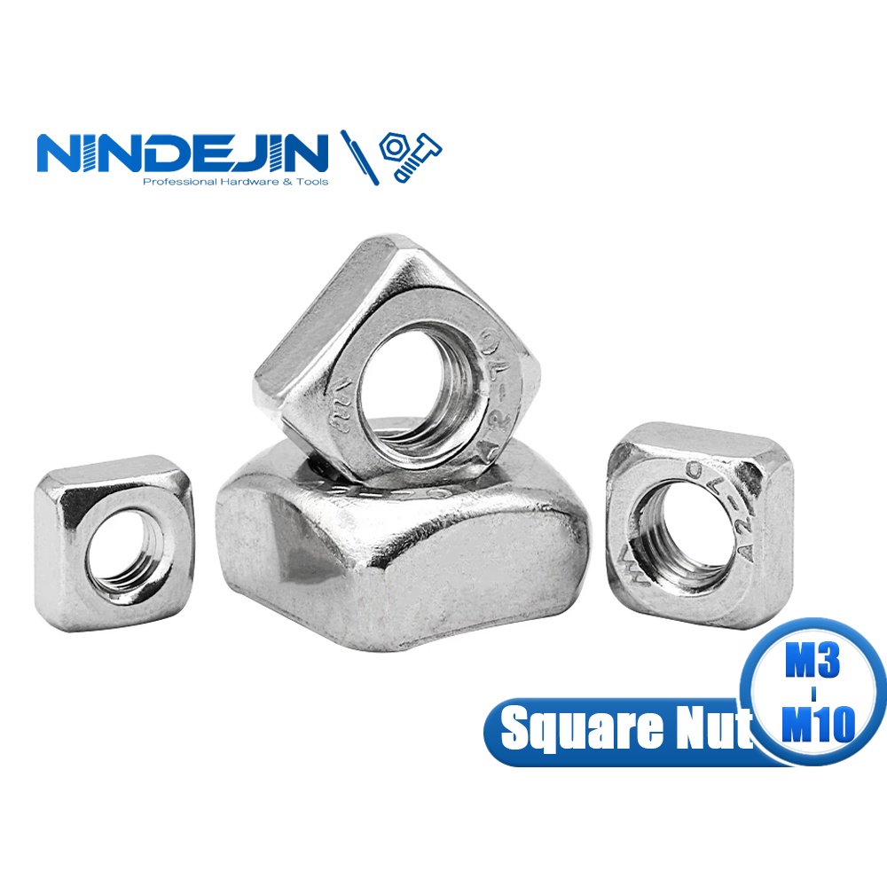 10Pcs M3/M4/M5/M6/M8/M10 304Stainless Steel Sqaure Nut Square Machine Screw Nuts 