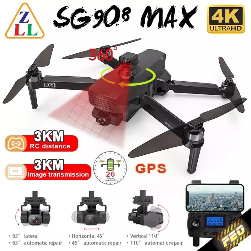 ZLL SG908 KUN SG908 Pro SG908 Max KUN2 GPS Drone 3-Axis Gimbal Rc Drone ...