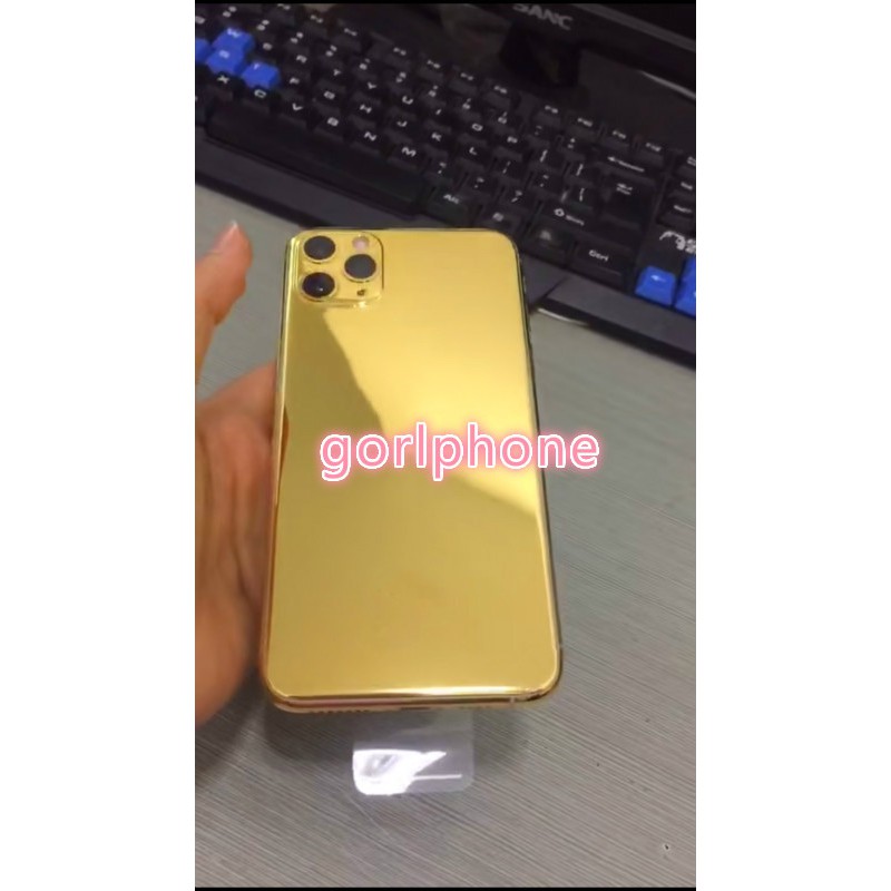 Perfect Quality 24k Mirror Gold Chassis Rear Door For Iphone 11 Pro Max Battery Housing Middle Frame With Logo Shopee Malaysia