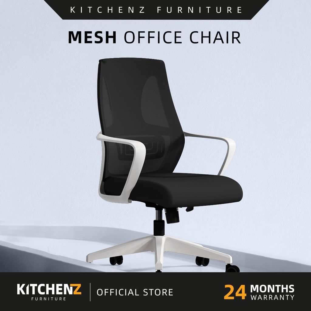 KitchenZ Office Chair Ergonomic Executive Chair Black / Grey / White