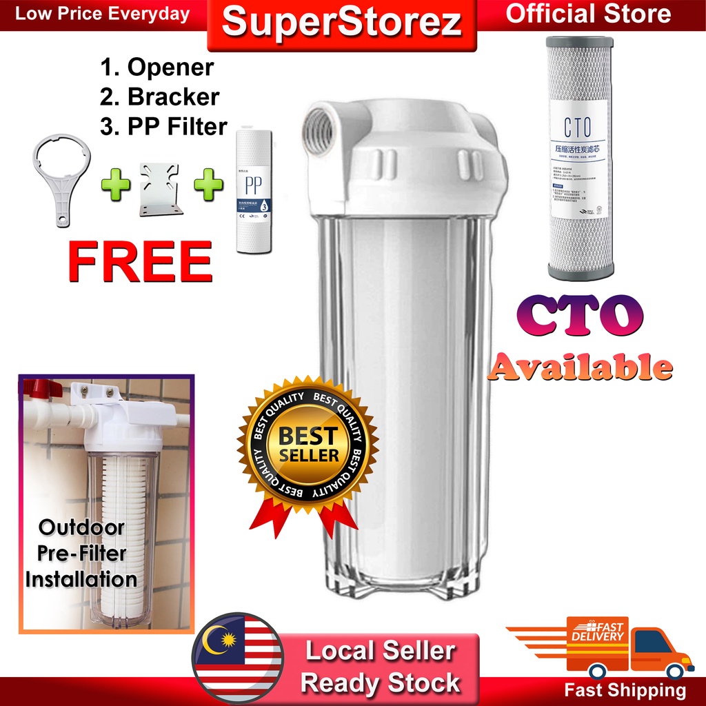 Superstorez 10" Clear Transparent Filter Outdoor CTO PP Catridge Water Filter Carbon Filter Penapis Air Durable 净水器滤水瓶