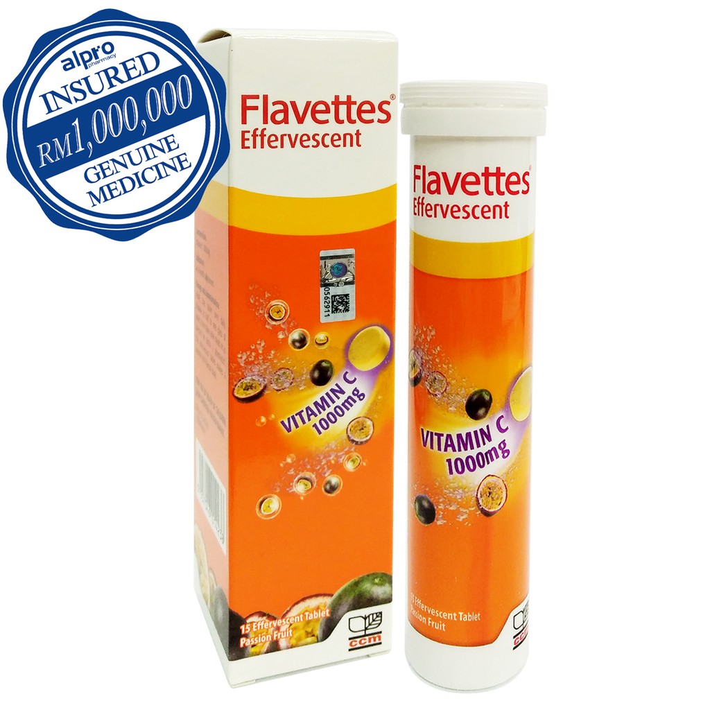 Flavettes Effervescent Vitamin C Passion Fruit 1000mg X 15s Shopee Malaysia