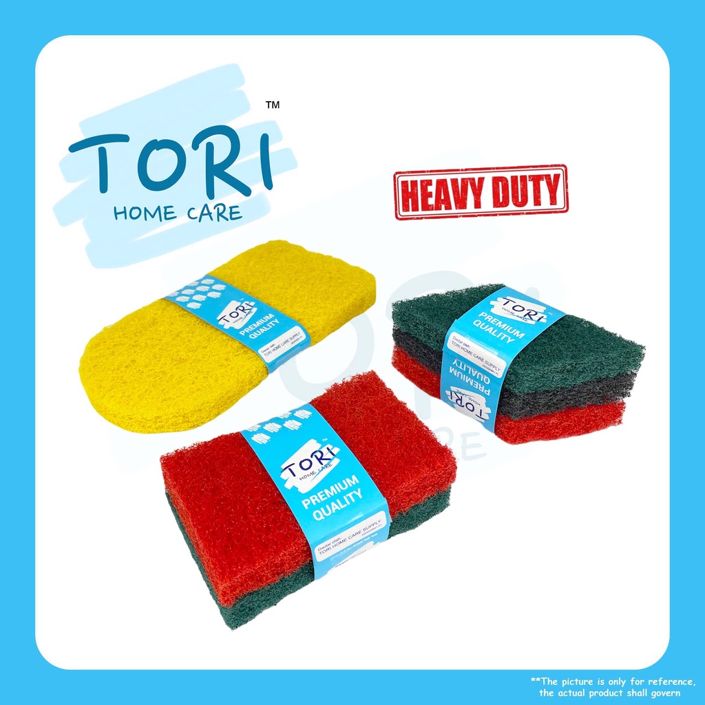 TORI HOME Extra Thick Scouring Pad Heavy Duty | Cleaning Pad | Scrubbing Pad | Wash pad | Kain Hijau Cuci Pingan | 瓜丝布