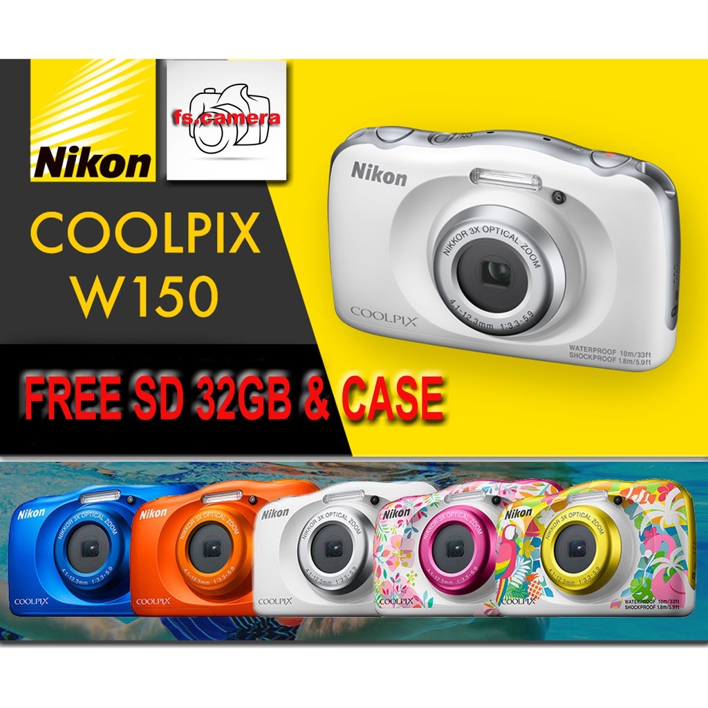 deugd kanker Veronderstellen NIKON COOLPIX W150 Camera FREE SD CARD 32GB + CASE (NIKON MALAYSIA WARRANTY  ) | Shopee Malaysia