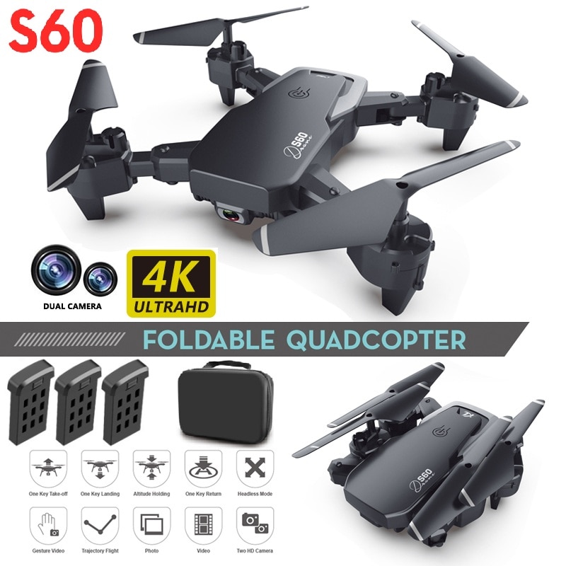S60 Drone 4k Hd Wide Angle Camera 1080p Wifi Fpv Drone Dual Camera Quadcopter Height Keep Drone Camera Dron Helicopter Toy Shopee Malaysia